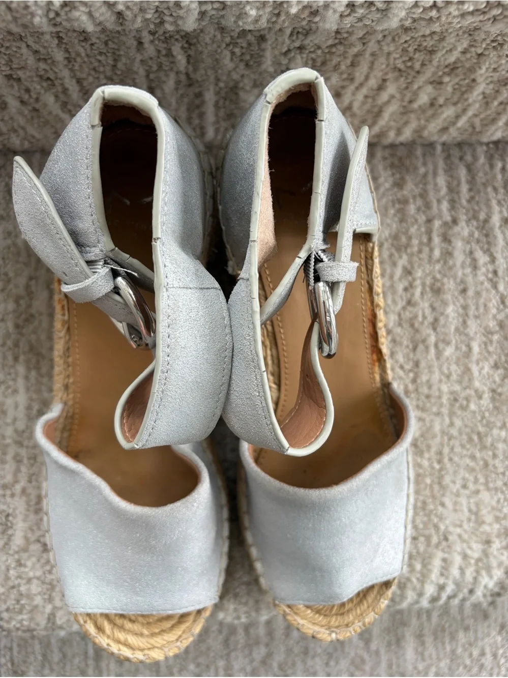 Marc Fisher Alida Espadrille Wedge Sandals Metallic Leather Women Size 7.5